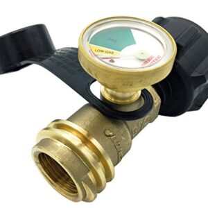 Premium Gauge Master Propane Tank Gauge Gas Meter - Cylinder Gas Level Indicator Adapter - Suitable for All BBQ Grill, RV Camper & Appliances - Type 1 Connection - Includes Cover Cap & Leak Detector