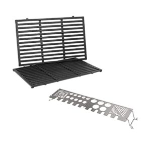 uniflasy 17.5 inch 7638 cooking grates and 7641 multifunctional warming rack for weber spirit and spirit ii 300 series,spirit e/s 310 e/s 320, e/s 330 sp-320 gas grills,replacements for weber 7639