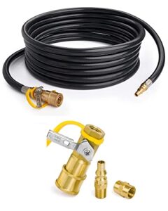 gaspro 20 feet propane quick connect hose, and 1/4 inch rv propane quick connect fittings, connect propane grill to camper, trailer and rv, low pressure