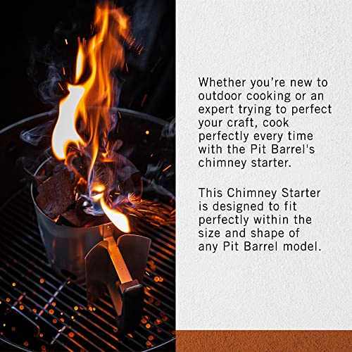 Pit Barrel Cooker Rapid Charcoal Chimney Starter | Precisely Measures, Quickly Lights Charcoal Without Lighter Fluid | BBQ Chimney Starter for Barbecues, Charcoal Grills, BBQ Tools