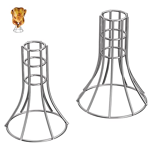 Vertical Chicken Holder Turkey Rack, Chicken & Turkey Roasting Rack for Smoker and Grill, Chicken Roasting Stand for Whole Chicken Roaster, Beer Can Chicken Holder, Turkey Rack for Fry Pot, 2 Pcs