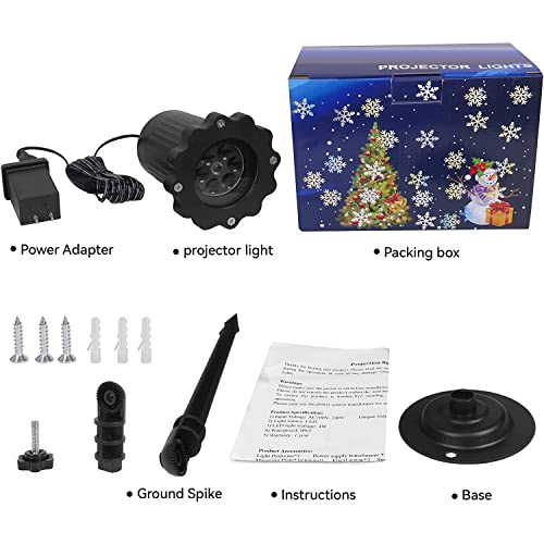 Christmas Projector Lights Outdoor, Indoor Christmas Decorations Snowfall LED Light Projectors with Waterproof White Snowflake for Xmas，Holiday, Home，Party，Garden and Patio Decoration