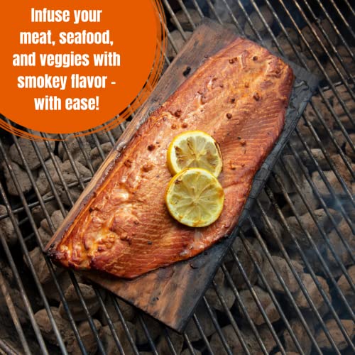 Grilling Planks - 2 Pack Cedar - Premium 5.5 x 11.5 Western Cedar for Barbecue Salmon, Seafood, Steak, Burgers, Pork Chops, Vegetables and More!