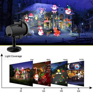 Christmas Lights Projector Outdoor,Holiday Lights Projector with Remote Control Timer,16 HD Slides, Waterproof, Halloween Lights Indoor Projector for Xmas Party Wedding Garden Landscape Decoration