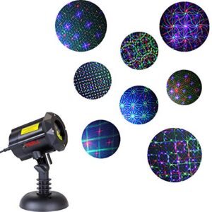 ledmall motion 8 patterns in 1 red, green, and blue outdoor christmas laser lights projector with remote control and security lock