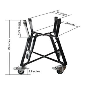 Rolling Cart Nest With Heavy Duty Locking Caster Wheels Powder Coated Steel Rolling Outdoor Cart For Large Big Green Egg Kamado Classic Joe Grill Stand Cooking Accessories Raise Egg Round Pit