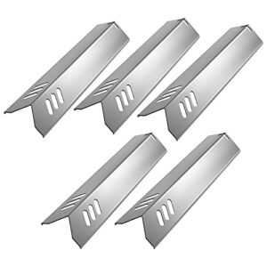 boloda 5-pack stainless steel bbq gas grill heat plate shield tent replacement for backyard by14-101-001-02,by13-101-001-13, dyna-glo dgf493bnp，dgf510sbp, uniflame gbc1059wb gas models (15″ x 3-3/4″)