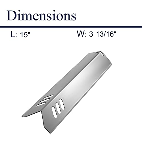 Boloda 5-Pack Stainless Steel BBQ Gas Grill Heat Plate Shield Tent Replacement for Backyard BY14-101-001-02,BY13-101-001-13, Dyna-Glo DGF493BNP，DGF510SBP, Uniflame GBC1059WB Gas Models (15" x 3-3/4")