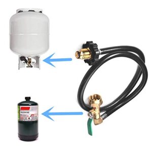 DOZYANT Universal 3 Feet Propane Refill Hose with ON-Off Control Valve Propane Refill Adapter for 1 lb Propane Tank Cylinder Bottle, POL Propane Tank Connector