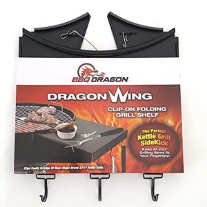 BBQ Dragon Grill Table - Fits 22" Weber Charcoal Grills, Weber Grill Accessories - Strong & Sturdy BBQ Table Shelf, Kettle Table - Weber Kettle Grill Accessories Folds to Store Inside Barbecue Grill