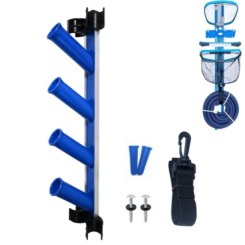 MENG ZHI AO Pool Accessories Holder Rack Pool Pole Hanger Hose Strap Hook Perfect Pool Equipment Organizer Rack for Poles Brushes Nets Vacuums and Other Cleaning Attachments