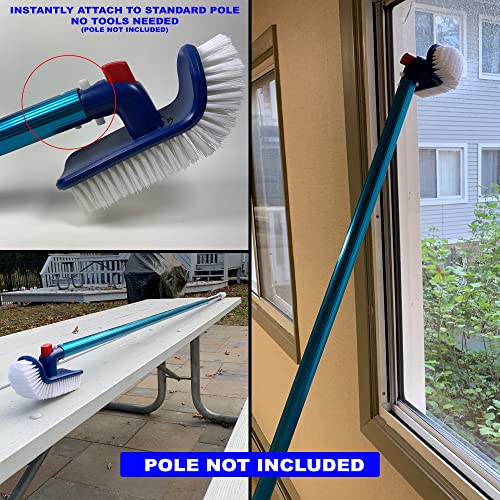 Pool Brush with Rotatable Handle Pool Brush Head, Premium Nylon Bristles Pool Brushes for Cleaning Pool Walls, Spas, Bathrooms, Floor, Kitchen Area. Easily Attaches to Extension Pole for extended use.