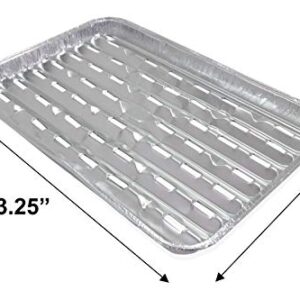 J-Line Design Aluminum Grill Toppers Complete with Silicone Basting Brush and Stainless Steel Mini Tongs - 18-Pack Disposable 13.25 by 9 Inch Pans with Holes for Barbecue Grill Grate