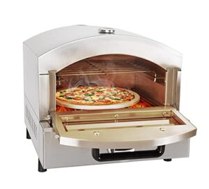 bndhkr gas pizza oven stainless steel pizza maker with 12 inch round pizza stone portable pizza baker for party and outdoor cooking,16.73 x 18.7 x 15.75 inches