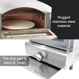 BNDHKR Gas Pizza Oven Stainless Steel Pizza Maker with 12 Inch Round Pizza Stone Portable Pizza Baker for Party and Outdoor Cooking,16.73 x 18.7 x 15.75 inches