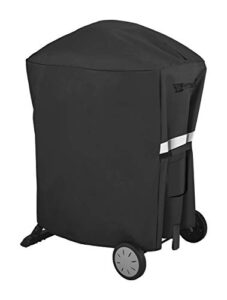 grisun 7113 grill cover for weber q100/q1000/q200/q2000 grills with portable cart, anti-fade waterproof grill cover for weber q2400/q2200/q1200/q220/q120 grills, full length, black