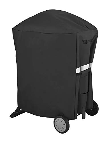 Grisun 7113 Grill Cover for Weber Q100/Q1000/Q200/Q2000 Grills with Portable Cart, Anti-Fade Waterproof Grill Cover for Weber Q2400/Q2200/Q1200/Q220/Q120 Grills, Full Length, Black