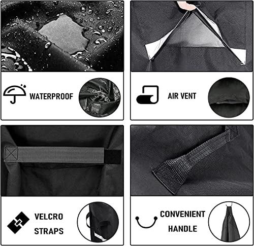 Grisun 7113 Grill Cover for Weber Q100/Q1000/Q200/Q2000 Grills with Portable Cart, Anti-Fade Waterproof Grill Cover for Weber Q2400/Q2200/Q1200/Q220/Q120 Grills, Full Length, Black