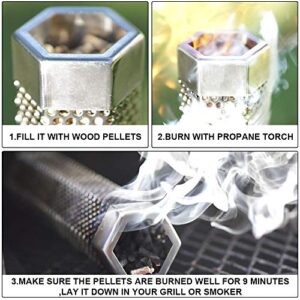 BEWAVE Pellet Smoker Tube for All Grill Electric Gas Charcoal or Smokers Hot/Cold Smoking, Free Tube Brush, 6&12 Inch