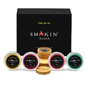 cocktail smoker with solid oak smoke top & 4 wood chip flavors (cherry, pecan, apple, & oak wood chips) gifts for smokers | whiskey smoker kit | old fashioned cocktail kit | bourbon smoker kit