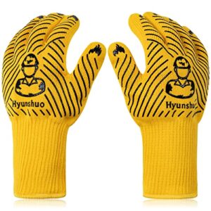 hyunshuo ultimate heat-resistant bbq gloves – grill, smoke, and bake safely up to 1472°f with non-slip grip, flexible and comfortable design, and easy-to-clean materia