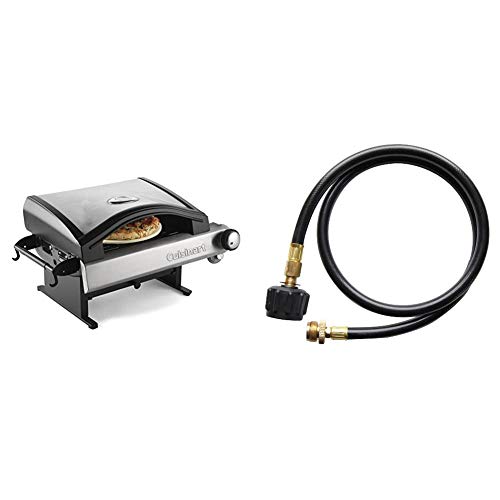 Cuisinart CPO-600 Portable Outdoor Pizza Oven & QG-012B LP Adapter Hose, 4 feet, Black