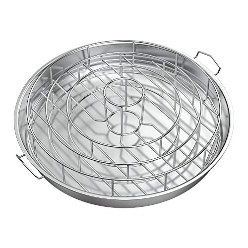 only fire Stainless Steel Circular Rib Rack and Chicken Roaster, BBQ Rib Rings for Smoker or Charcoal Grill