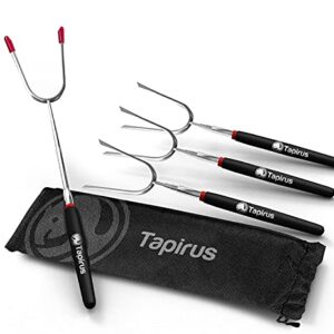 Tapirus Marshmallow Roasting Sticks | Set of 4 Extra Long Retractable Campfire Sticks | Protect Kids with Insulated Handles | Extendable Smore & Hot Dog Skewers | Heavy Duty Metal Camping Accessory