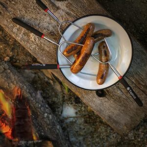 Tapirus Marshmallow Roasting Sticks | Set of 4 Extra Long Retractable Campfire Sticks | Protect Kids with Insulated Handles | Extendable Smore & Hot Dog Skewers | Heavy Duty Metal Camping Accessory