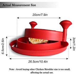 BOKEFA Chicken Shredder, Meat Shredder Tool Suitable for Pulled Pork, Beef and Chicken, Meat Shredding Claws with Handles and Non-Skid Base Suitable, 26.5CM/10.4IN Dishwasher Safe (Red)