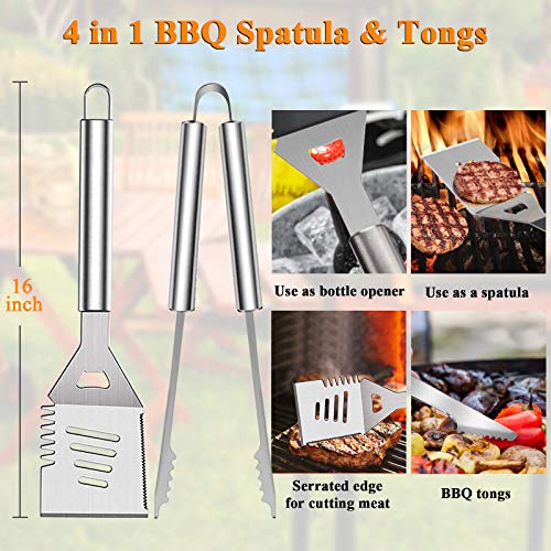 FoPcc BBQ Grill Accessories Grilling Tools Set, 33PCS Stainless Steel BBQ Accessories with Carry Bag, Barbecue Utensils Set for Camping, Kitchen, Outdoor, Perfect BBQ Tools Gift for Men Women