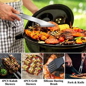 FoPcc BBQ Grill Accessories Grilling Tools Set, 33PCS Stainless Steel BBQ Accessories with Carry Bag, Barbecue Utensils Set for Camping, Kitchen, Outdoor, Perfect BBQ Tools Gift for Men Women