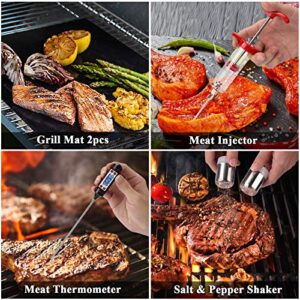 FoPcc BBQ Grill Accessories Grilling Tools Set, 33PCS Stainless Steel BBQ Accessories with Carry Bag, Barbecue Utensils Set for Camping, Kitchen, Outdoor, Perfect BBQ Tools Gift for Men Women