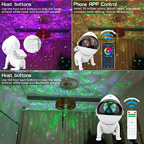 Star Projector,Galaxy Projector for Bedroom,Space Dog Projector with Bluetooth Speaker & White Noise and Remote Control,Smart Night Light Projector for Kids Adults Game Room Home Theater Ceiling Decor