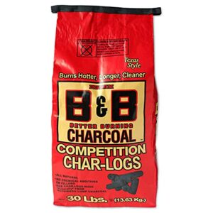 b & b charcoal 00106 competition char-logs charcoal briquettes, 30 lbs