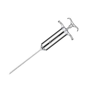 JY COOKMENT Meat Injector Syringe 2-oz Marinade Flavor Barrel 304 Stainless Steel with 3 Professional Needles 2 Cleaning Brushes and 4 Silicone O-Rings