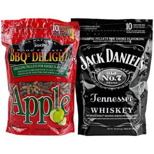 bbqr’s delight 2 pack apple wood & jack daniel’s grilling pellets 2 x 1lb bags