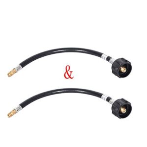 ggc 1 feet rv propane pigtail hose qcc1 connector with 1/4” inverted male flare (2pcs)