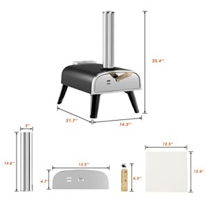 aidpiza Pizza Oven Outdoor 12" Wood Fired Pizza Ovens Pellet Pizza Stove for Outside, Portable Stainless Steel Pizza Oven for Backyard Pizza Maker Portable Mobile Outdoor Kitchen