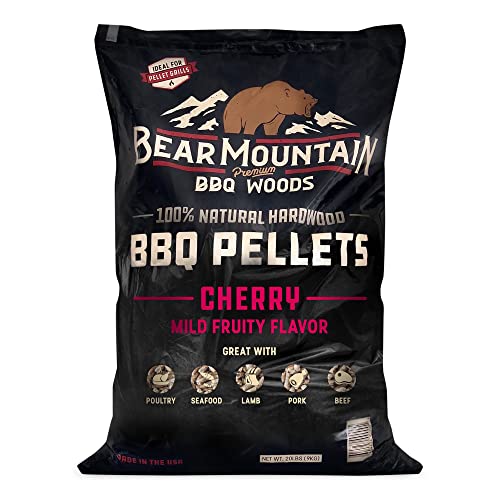 Bear Mountain BBQ FK13 Premium All-Natural Hardwood Mild and Fruity Cherry BBQ Smoker Pellets for Outdoor Grilling, 20 Pounds (4 Pack)