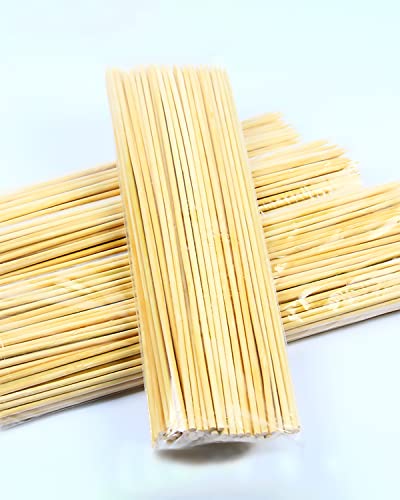 Natural Bamboo Skewers-200 pcs/pack-Φ=0.16 inch (4 mm)-L=12 Inch (300 mm) for BBQ, Appetiser Fruit, Cocktail, Kabob, Kebabs, Marshmallow, Grilling, Barbecue, Kitchen, Crafting, DIY Miniature