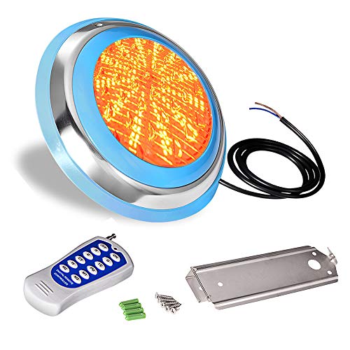 LED Underwater Swimming Pool Lights Stainless Steel 47W Multiple Color Changing 12V AC Wall Surface Mounted IP68 Waterproof with Remote Controller