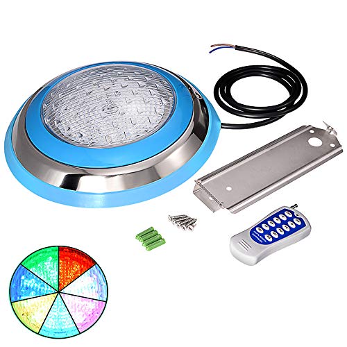 LED Underwater Swimming Pool Lights Stainless Steel 47W Multiple Color Changing 12V AC Wall Surface Mounted IP68 Waterproof with Remote Controller