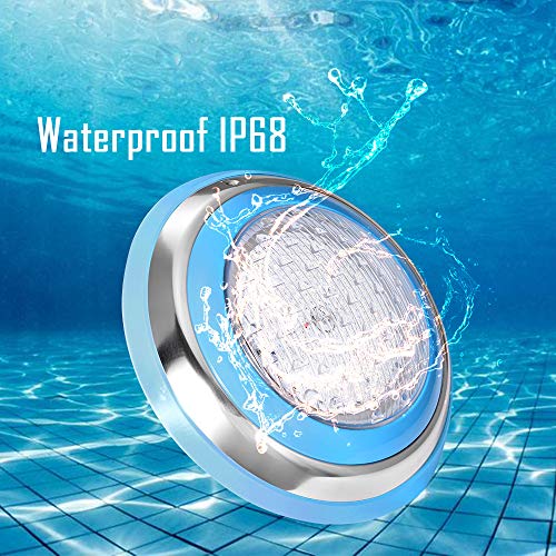 LED Underwater Swimming Pool Lights Stainless Steel 47W Multiple Color Changing 12V AC Wall Surface Mounted IP68 Waterproof with Remote Controller