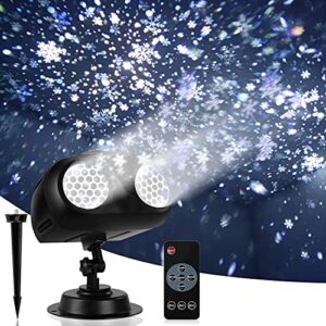 christmas snowfall projector lights, highlight dynamic led snow light projection, ip65 waterproof snowfall spotlight lighting for xmas holiday wedding party home garden landscape, with remote control