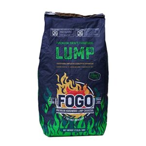 fogo eucalyptus all natural, rodizio quality lump charcoal for grilling and smoking, 17.6lb bag