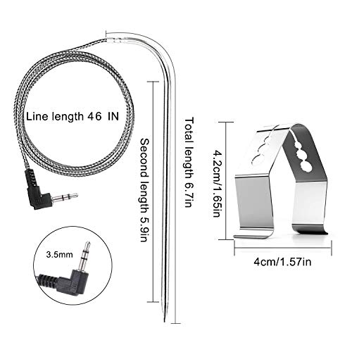 ibbyee Replacement for Camp Chef Meat Probe Grill Parts Temperature, BBQ Grill NTC Meat Temperature Probe for CampChef Wood Pellet Grill, 3.5mm Plug Stainless Steel PRO Digital Thermostat Probe 2pc