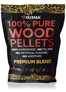 kona premium blend smoker pellets, intended for ninja woodfire outdoor grill, 8 lb resealable bags