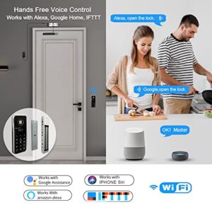 WiFi Access Control 400lb Holding Force Electic Magnetic Door Lock System Kit with Remote and Smartphone app Control, paired with Wireless Fingerprint and Access Kaypad (Electric Magnetic Lock kit)