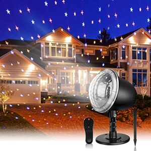 star projector twinkle light, yokgrass christmas outdoor projector light with 5 modes and remote control, holiday white projector for bedroom party wedding landscape decorations